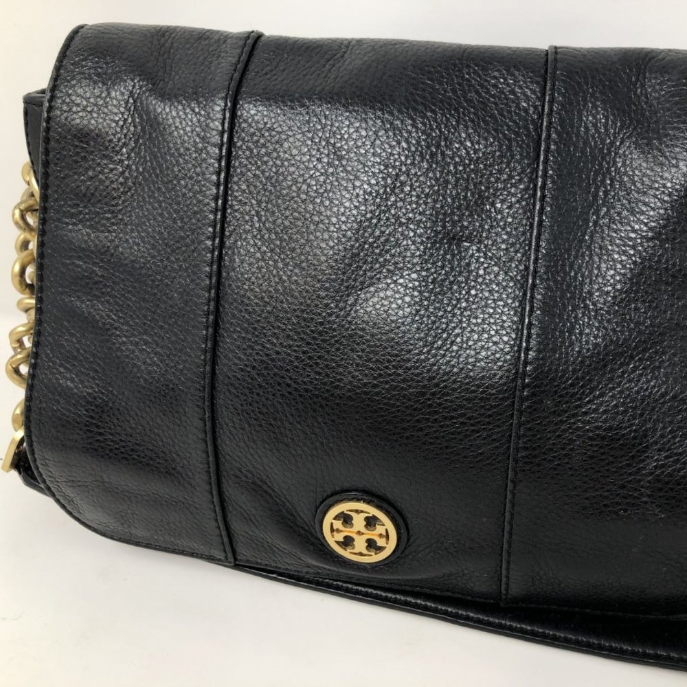 Tory Burch black leather shoulder bag  8 x 8 x 3.5